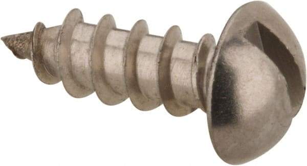 Value Collection - #8, 1/2" Length Under Head, Slotted Drive, Round Head Wood Screw - Stainless Steel, Grade 18-8 - Americas Industrial Supply