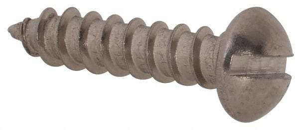 Value Collection - #8, 3/4" Length Under Head, Slotted Drive, Round Head Wood Screw - Stainless Steel, Grade 18-8 - Americas Industrial Supply