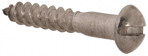 Value Collection - #8, 1" Length Under Head, Slotted Drive, Round Head Wood Screw - Stainless Steel, Grade 18-8 - Americas Industrial Supply