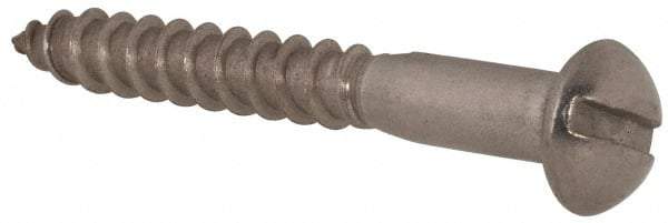 Value Collection - #10, 1-1/2" Length Under Head, Slotted Drive, Round Head Wood Screw - Stainless Steel, Grade 18-8 - Americas Industrial Supply