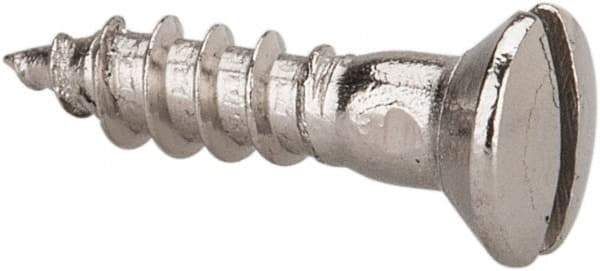 Value Collection - #4, 1/2" Length Under Head, Slotted Drive, Oval Head Wood Screw - Stainless Steel, Grade 18-8 - Americas Industrial Supply