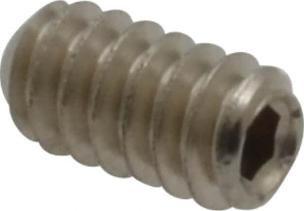 Value Collection - #6-32 UNC, 1/4" OAL, Cup Point Set Screw - Grade 316 Stainless Steel, 1/16" Key - Americas Industrial Supply