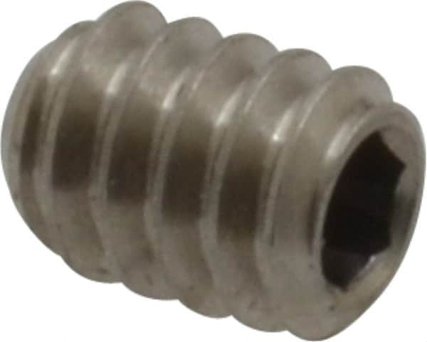 Value Collection - #10-24 UNC, 1/4" OAL, Cup Point Set Screw - Grade 316 Stainless Steel, 3/32" Key - Americas Industrial Supply