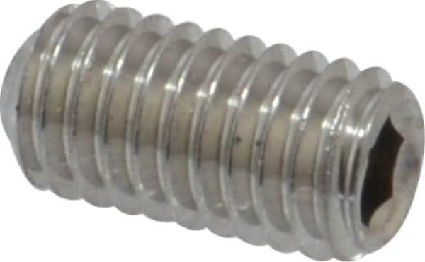 Value Collection - #10-32 UNF, 3/8" OAL, Cup Point Set Screw - Grade 316 Stainless Steel, 3/32" Key - Americas Industrial Supply