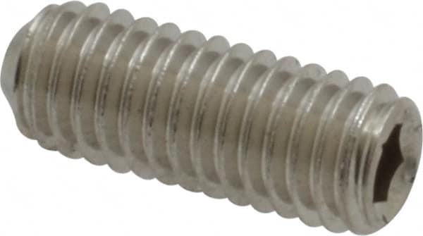 Value Collection - #10-32 UNF, 1/2" OAL, Cup Point Set Screw - Grade 316 Stainless Steel, 3/32" Key - Americas Industrial Supply