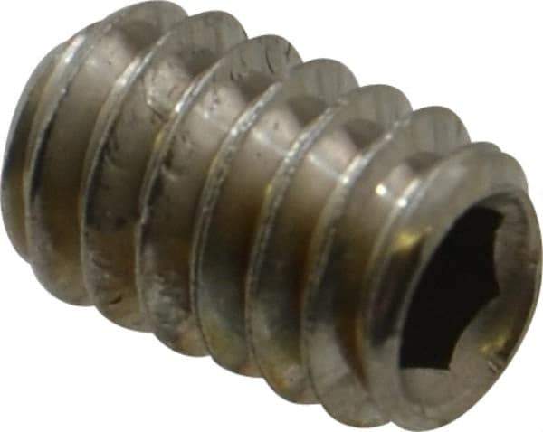 Value Collection - 1/4-20 UNC, 3/8" OAL, Cup Point Set Screw - Grade 316 Stainless Steel, 1/8" Key - Americas Industrial Supply