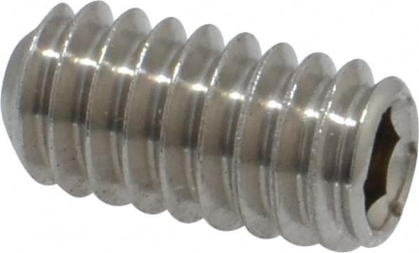 Value Collection - 1/4-20 UNC, 1/2" OAL, Cup Point Set Screw - Grade 316 Stainless Steel, 1/8" Key - Americas Industrial Supply