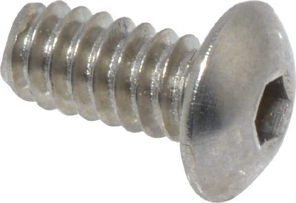 Value Collection - #4-40 UNC Hex Socket Drive, Button Screw - Grade 18-8 Stainless Steel, Uncoated, Fully Threaded, 1/4" Length Under Head - Americas Industrial Supply