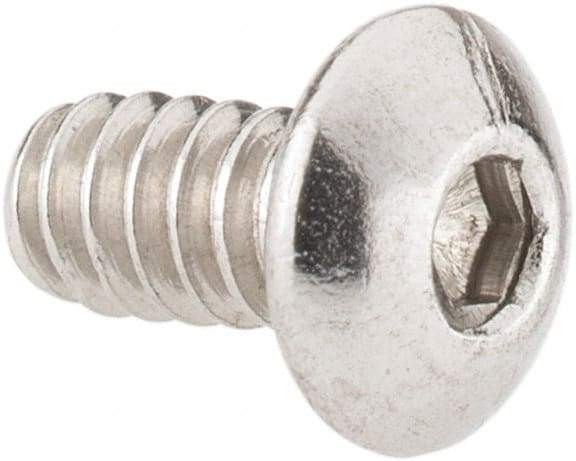 Value Collection - #6-32 UNC Hex Socket Drive, Button Screw - Grade 18-8 Stainless Steel, Uncoated, Fully Threaded, 1/4" Length Under Head - Americas Industrial Supply