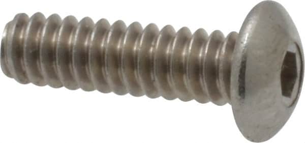 Value Collection - #6-32 UNC Hex Socket Drive, Button Screw - Grade 18-8 Stainless Steel, Uncoated, Fully Threaded, 1/2" Length Under Head - Americas Industrial Supply