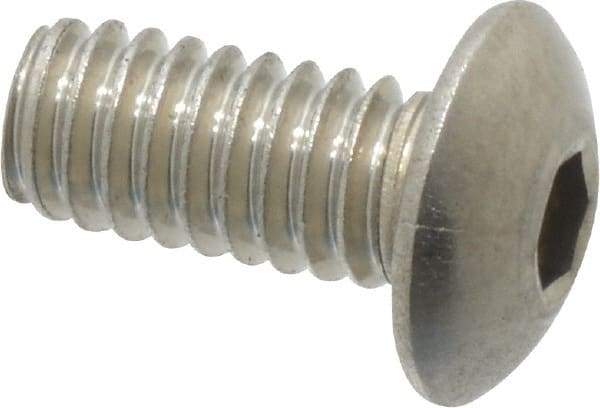 Value Collection - #8-32 UNC Hex Socket Drive, Button Screw - Grade 18-8 Stainless Steel, Uncoated, Fully Threaded, 3/8" Length Under Head - Americas Industrial Supply