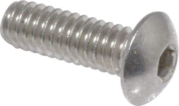 Value Collection - #8-32 UNC Hex Socket Drive, Button Screw - Grade 18-8 Stainless Steel, Uncoated, Fully Threaded, 1/2" Length Under Head - Americas Industrial Supply