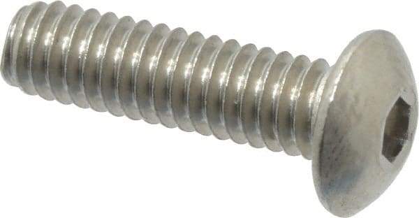 Value Collection - #8-32 UNC Hex Socket Drive, Button Screw - Grade 18-8 Stainless Steel, Uncoated, Fully Threaded, 5/8" Length Under Head - Americas Industrial Supply