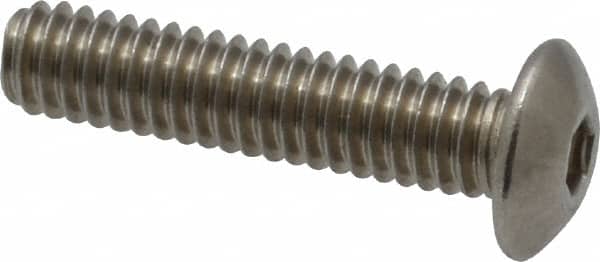 Value Collection - #8-32 UNC Hex Socket Drive, Button Screw - Grade 18-8 Stainless Steel, Uncoated, Fully Threaded, 3/4" Length Under Head - Americas Industrial Supply