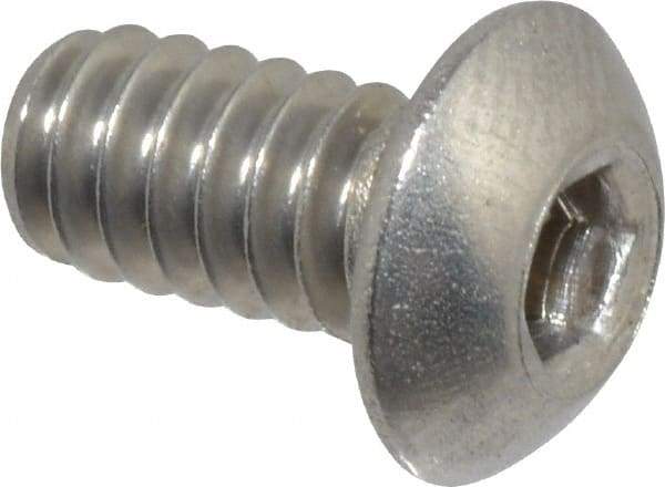 Value Collection - #10-24 UNC Hex Socket Drive, Button Screw - Grade 18-8 Stainless Steel, Uncoated, Fully Threaded, 3/8" Length Under Head - Americas Industrial Supply