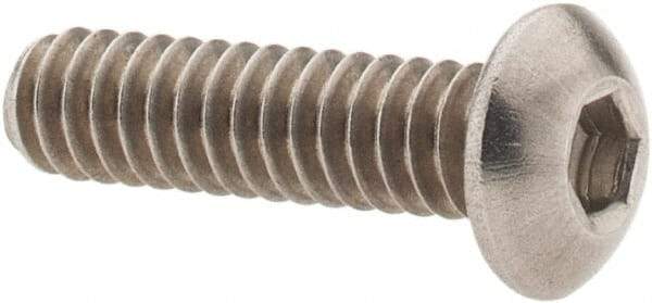 Value Collection - #10-24 UNC Hex Socket Drive, Button Screw - Grade 18-8 Stainless Steel, Uncoated, Fully Threaded, 3/4" Length Under Head - Americas Industrial Supply