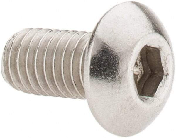 Value Collection - #10-32 UNF Hex Socket Drive, Button Screw - Grade 18-8 Stainless Steel, Uncoated, Fully Threaded, 3/8" Length Under Head - Americas Industrial Supply