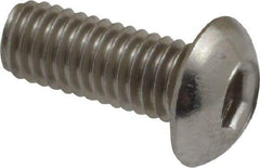 Value Collection - #10-32 UNF Hex Socket Drive, Button Screw - Grade 18-8 Stainless Steel, Uncoated, Fully Threaded, 1/2" Length Under Head - Americas Industrial Supply