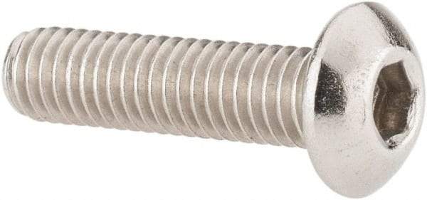 Value Collection - #10-32 UNF Hex Socket Drive, Button Screw - Grade 18-8 Stainless Steel, Uncoated, Fully Threaded, 3/4" Length Under Head - Americas Industrial Supply