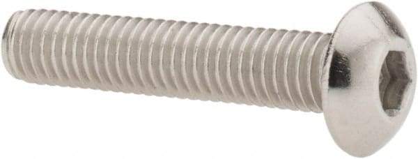Value Collection - #10-32 UNF Hex Socket Drive, Button Screw - Grade 18-8 Stainless Steel, Uncoated, Fully Threaded, 1" Length Under Head - Americas Industrial Supply