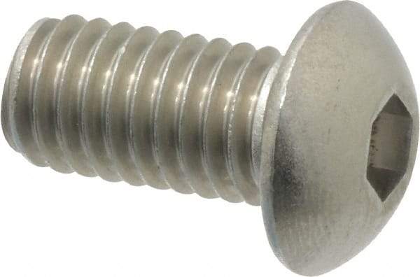 Value Collection - 3/8-16 UNC Hex Socket Drive, Button Screw - Grade 18-8 Stainless Steel, 3/4" Length Under Head - Americas Industrial Supply