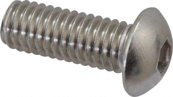 Value Collection - 3/8-16 UNC Hex Socket Drive, Button Screw - Grade 18-8 Stainless Steel, 1" Length Under Head - Americas Industrial Supply