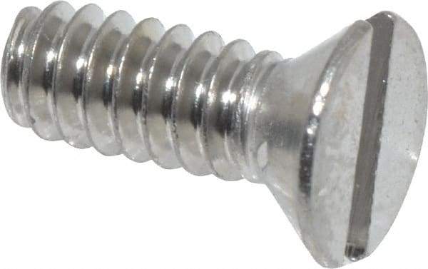 Value Collection - #6-32 UNC, 3/8" OAL Slotted Drive Machine Screw - Flat Head, Grade 18-8 Stainless Steel, Uncoated, Without Washer - Americas Industrial Supply