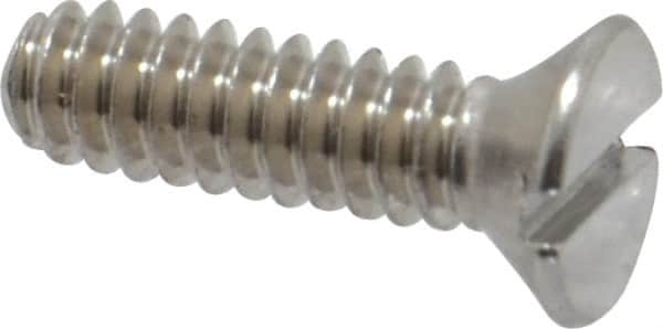 Value Collection - #6-32 UNC, 1/2" OAL Slotted Drive Machine Screw - Flat Head, Grade 18-8 Stainless Steel, Uncoated, Without Washer - Americas Industrial Supply