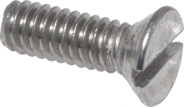 Value Collection - #8-32 UNC, 1/2" OAL Slotted Drive Machine Screw - Flat Head, Grade 18-8 Stainless Steel, Uncoated, Without Washer - Americas Industrial Supply