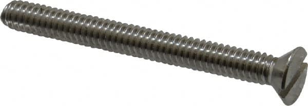 Value Collection - #10-24 UNC, 1-1/2" OAL Slotted Drive Machine Screw - Flat Head, Grade 18-8 Stainless Steel, Uncoated, Without Washer - Americas Industrial Supply