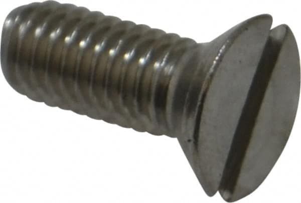Value Collection - #10-32 UNF, 1/2" OAL Slotted Drive Machine Screw - Flat Head, Grade 18-8 Stainless Steel, Uncoated, Without Washer - Americas Industrial Supply