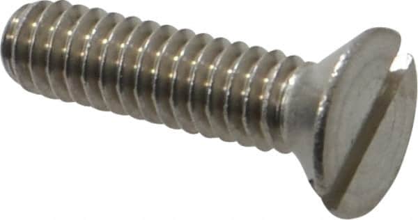 Value Collection - 1/4-20 UNC, 1" OAL Slotted Drive Machine Screw - Flat Head, Grade 18-8 Stainless Steel, Uncoated, Without Washer - Americas Industrial Supply