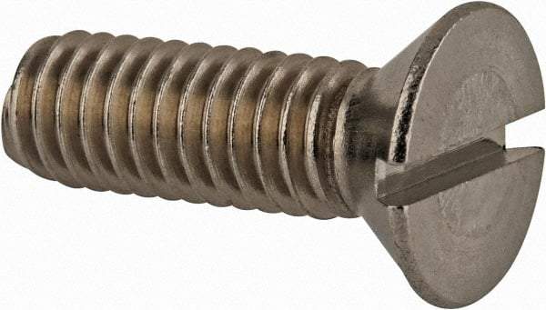 Value Collection - 5/16-18 UNC, 1" OAL Slotted Drive Machine Screw - Flat Head, Grade 18-8 Stainless Steel, Uncoated, Without Washer - Americas Industrial Supply