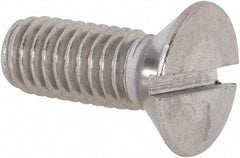 Value Collection - 3/8-16 UNC, 1" OAL Slotted Drive Machine Screw - Flat Head, Grade 18-8 Stainless Steel, Uncoated, Without Washer - Americas Industrial Supply