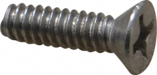 Value Collection - #6-32 UNC, 1/2" OAL Phillips Drive Machine Screw - Flat Head, Grade 18-8 Stainless Steel, Uncoated, Without Washer - Americas Industrial Supply