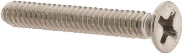 Value Collection - #6-32 UNC, 1" OAL Phillips Drive Machine Screw - Flat Head, Grade 18-8 Stainless Steel, Uncoated, Without Washer - Americas Industrial Supply
