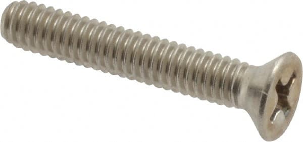Value Collection - #8-32 UNC, 1" OAL Phillips Drive Machine Screw - Flat Head, Grade 18-8 Stainless Steel, Uncoated, Without Washer - Americas Industrial Supply