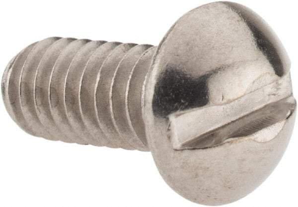 Value Collection - #12-24 UNC, 1/2" Length Under Head Slotted Drive Machine Screw - Round Head, Grade 18-8 Stainless Steel, Uncoated, Without Washer - Americas Industrial Supply