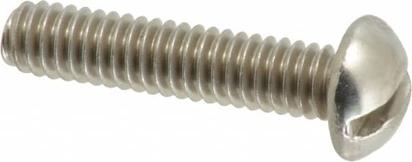 Value Collection - #12-24 UNC, 1" Length Under Head Slotted Drive Machine Screw - Round Head, Grade 18-8 Stainless Steel, Uncoated, Without Washer - Americas Industrial Supply