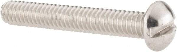 Value Collection - #12-24 UNC, 1-1/2" Length Under Head Slotted Drive Machine Screw - Round Head, Grade 18-8 Stainless Steel, Uncoated, Without Washer - Americas Industrial Supply