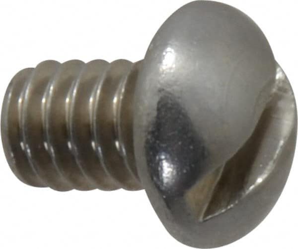 Value Collection - 1/4-20 UNC, 3/8" Length Under Head Slotted Drive Machine Screw - Round Head, Grade 18-8 Stainless Steel, Uncoated, Without Washer - Americas Industrial Supply