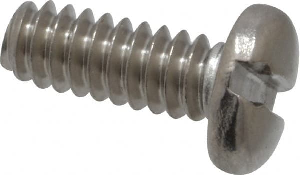 Value Collection - #6-32 UNC, 3/8" Length Under Head Slotted Drive Machine Screw - Pan Head, Grade 18-8 Stainless Steel, Uncoated, Without Washer - Americas Industrial Supply