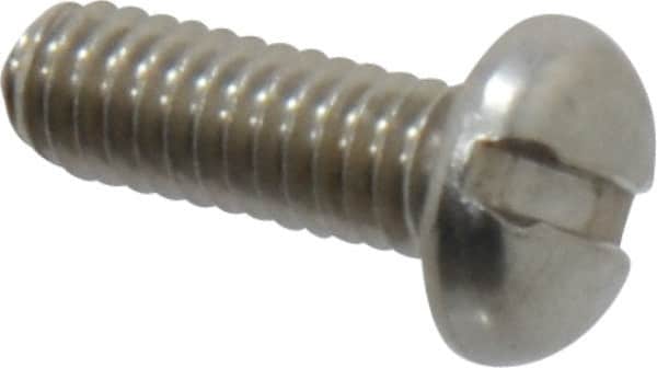 Value Collection - #8-32 UNC, 1/2" Length Under Head Slotted Drive Machine Screw - Pan Head, Grade 18-8 Stainless Steel, Uncoated, Without Washer - Americas Industrial Supply
