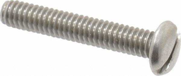 Value Collection - #8-32 UNC, 1" Length Under Head Slotted Drive Machine Screw - Pan Head, Grade 18-8 Stainless Steel, Uncoated, Without Washer - Americas Industrial Supply