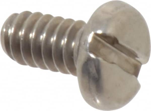 Value Collection - #10-24 UNC, 3/8" Length Under Head Slotted Drive Machine Screw - Pan Head, Grade 18-8 Stainless Steel, Uncoated, Without Washer - Americas Industrial Supply