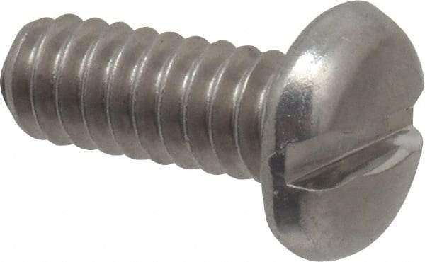 Value Collection - #10-24 UNC, 1/2" Length Under Head Slotted Drive Machine Screw - Pan Head, Grade 18-8 Stainless Steel, Uncoated, Without Washer - Americas Industrial Supply