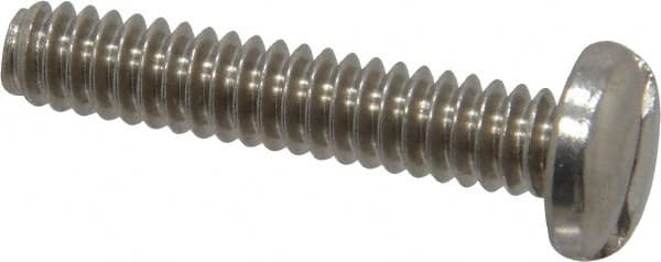 Value Collection - #10-24 UNC, 1" Length Under Head Slotted Drive Machine Screw - Pan Head, Grade 18-8 Stainless Steel, Uncoated, Without Washer - Americas Industrial Supply