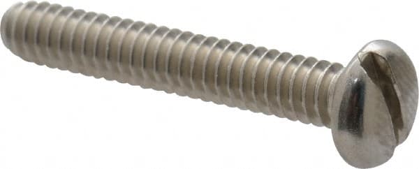 Value Collection - #10-24 UNC, 1-1/4" Length Under Head Slotted Drive Machine Screw - Pan Head, Grade 18-8 Stainless Steel, Uncoated, Without Washer - Americas Industrial Supply