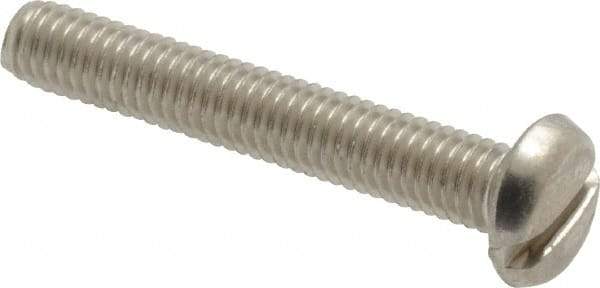 Value Collection - #10-32 UNF, 1-1/4" Length Under Head Slotted Drive Machine Screw - Pan Head, Grade 18-8 Stainless Steel, Uncoated, Without Washer - Americas Industrial Supply