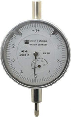 TESA Brown & Sharpe - 0.2" Range, 0-5-0 Dial Reading, 0.0001" Graduation Dial Drop Indicator - 2-1/4" Dial, 0.01" Range per Revolution, Revolution Counter - Americas Industrial Supply